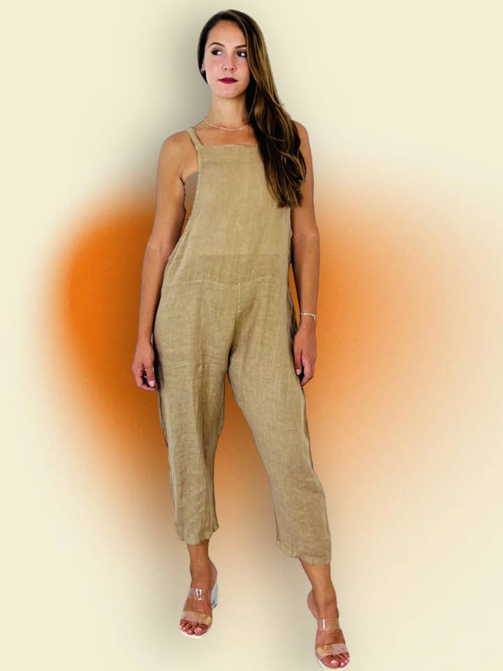 Linen & More - Wholesale Overalls - Women's - REF 668 100% LINEN BIB14
