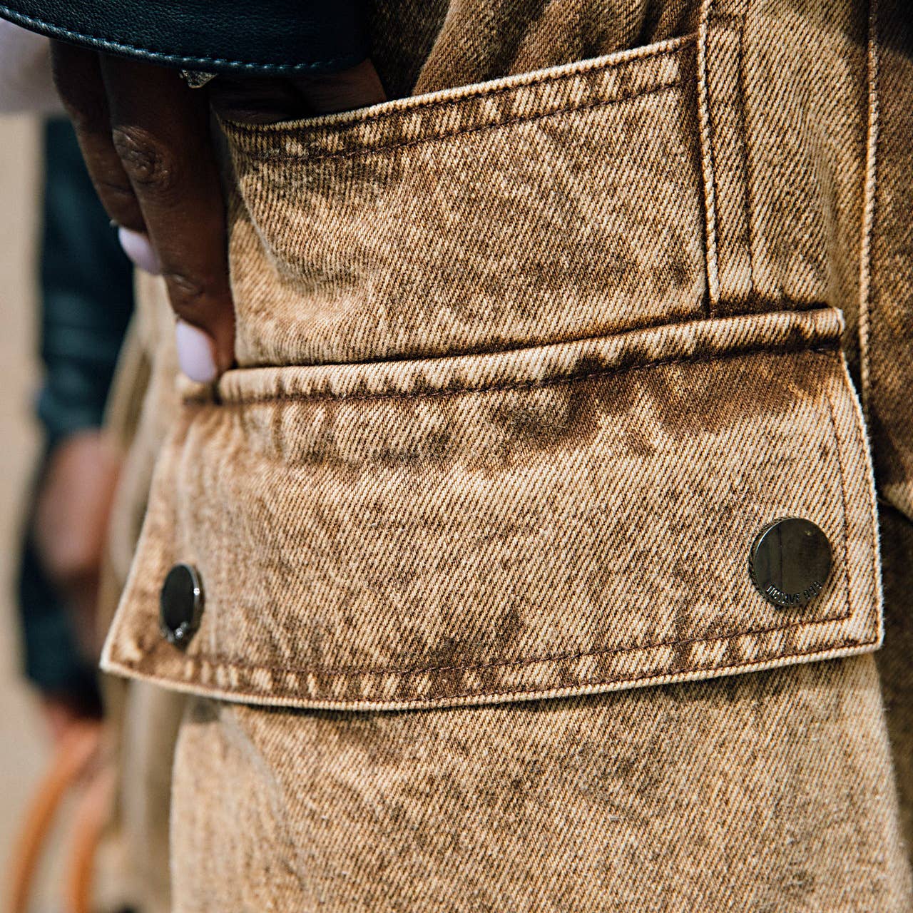 Brown Pocket patchwork jeans straight high waist vintage zipper  for wholesale on Faire6