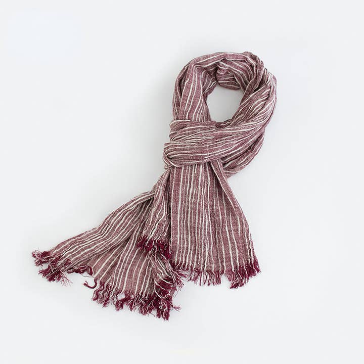 Funkyrel® Atzbranding Limited - Wholesale Scarf - Women's - Scarvii – Striped Lightweight Fringe Scarf5