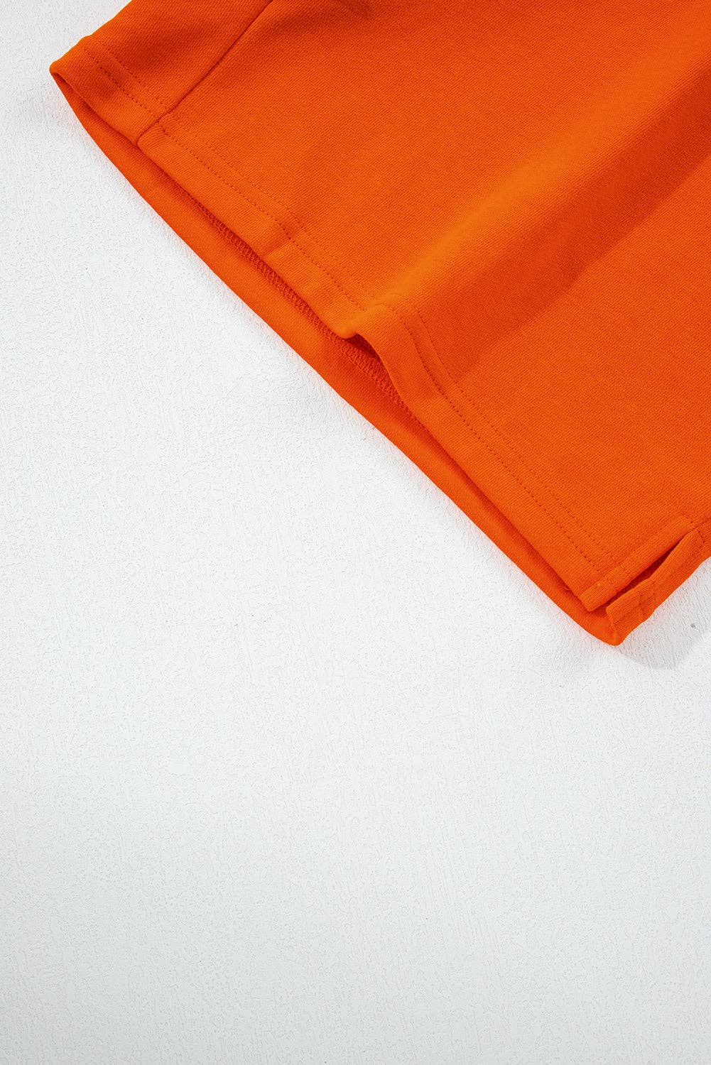 Orange Varsity Striped Sleeve Drop Shoulder Sweatshirt and Short Set for wholesale on Faire2