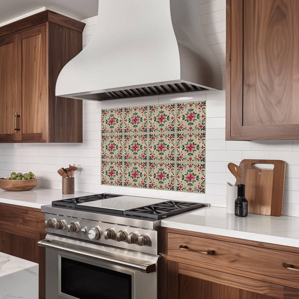 Mi Alma LLC - Wholesale Wall Tile - Floral Vintage Colorful Retro Design Multicolor beautiful backsplash Model - L809