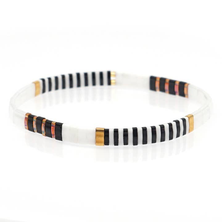Mio Queena - Wholesale Beaded Bracelet - Boho Glass & Hematite Beaded TILA Beads Stretch Bracelet -BJ
