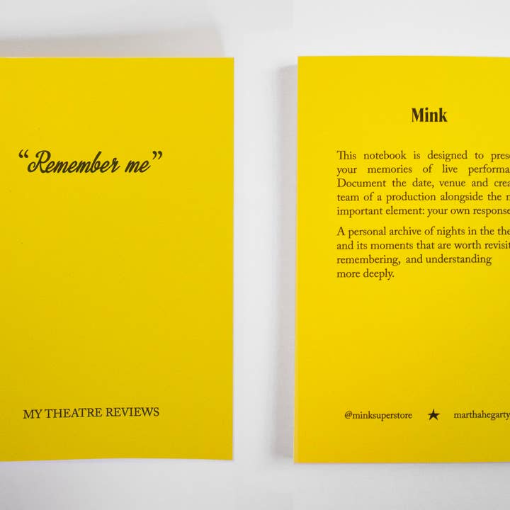 Mink - Wholesale Notebook - Remember Me: A Theatre Diary3