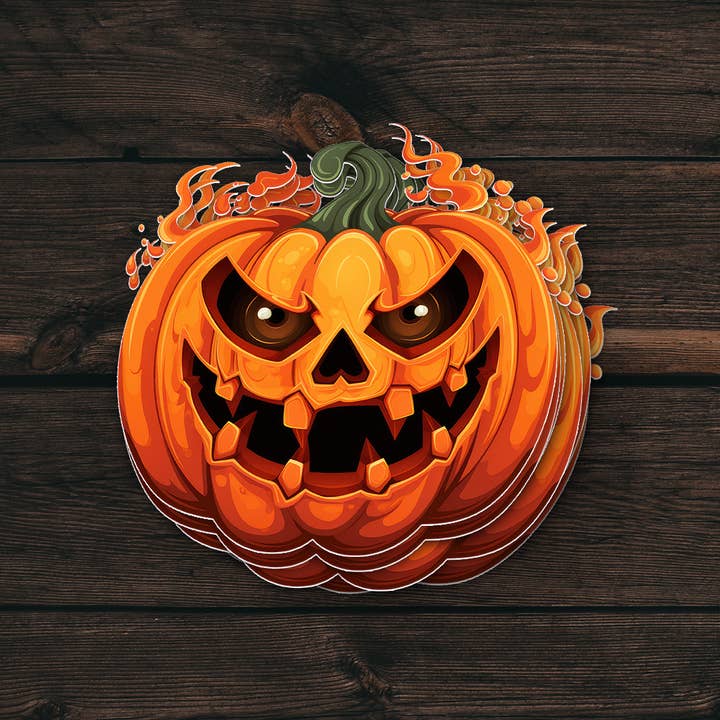 Adesivo di Halloween | Faccia di Zucca Spaventosa | Vinile Impermeabile per la vendita all'ingrosso da parte di PiggyPrintStickers