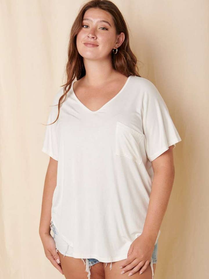mittoshop - Wholesale T-Shirt - Women's - BT5074PL-PLUS BAMBOO FABRIC POCKET V-NECK TEE8