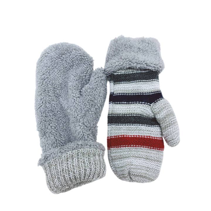 JC Sunny Fashion – Großhandel Fäustlinge – Damen – JCG206107 Wendehandschuhe mit Farbstreifen & Sherpa-Fleece3