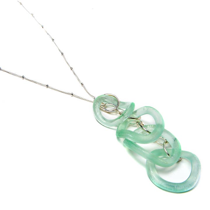 Coca Cola Wave Chandelier Necklace for wholesale by Smart Glass Recycled Jewelry