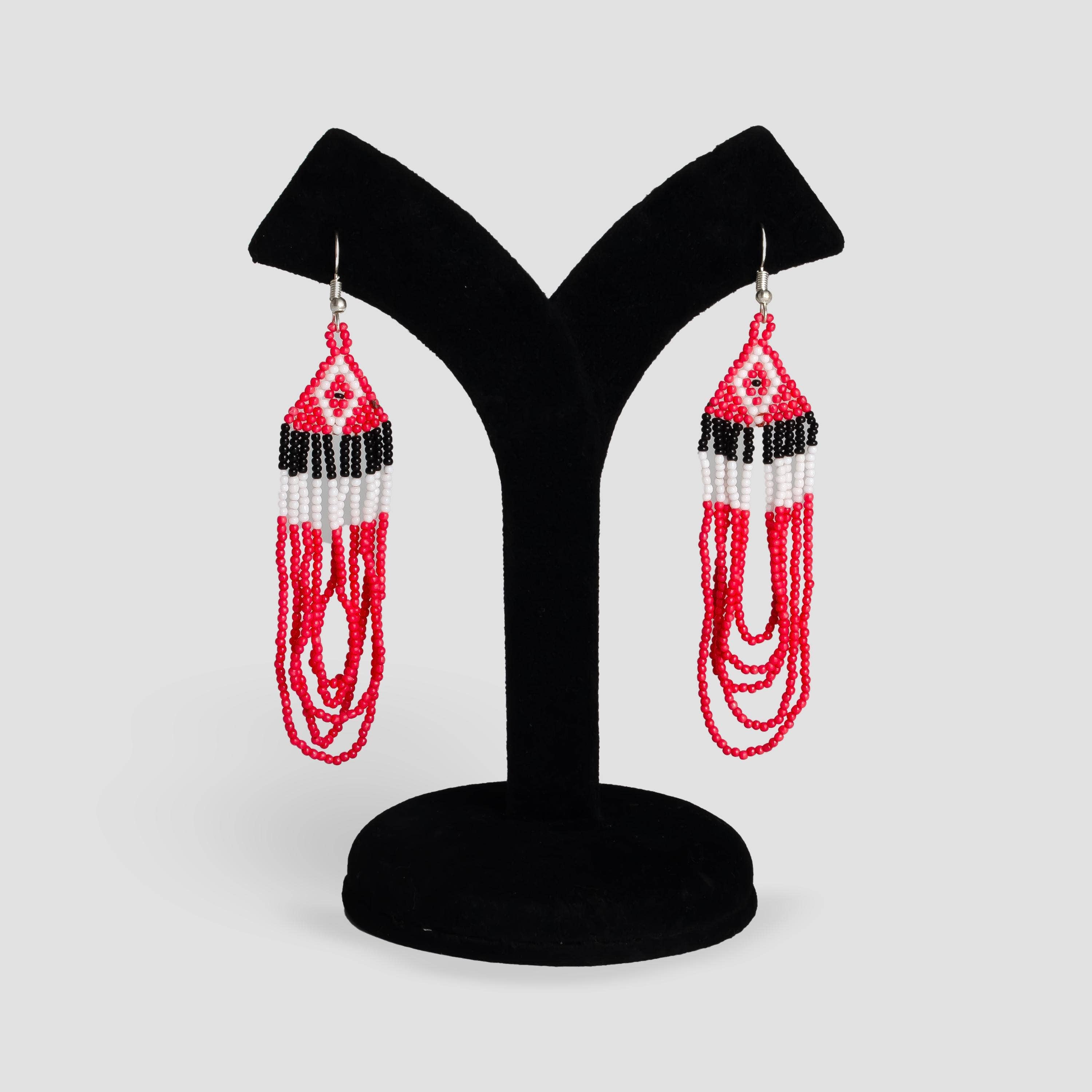 House of Kraft - Wholesale Jewelry Set - White Pattern Jewelry Set | Beaded Jewelry | Red Jewelry8