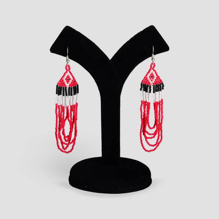 House of Kraft - Wholesale Jewelry Set - White Pattern Jewelry Set | Beaded Jewelry | Red Jewelry8