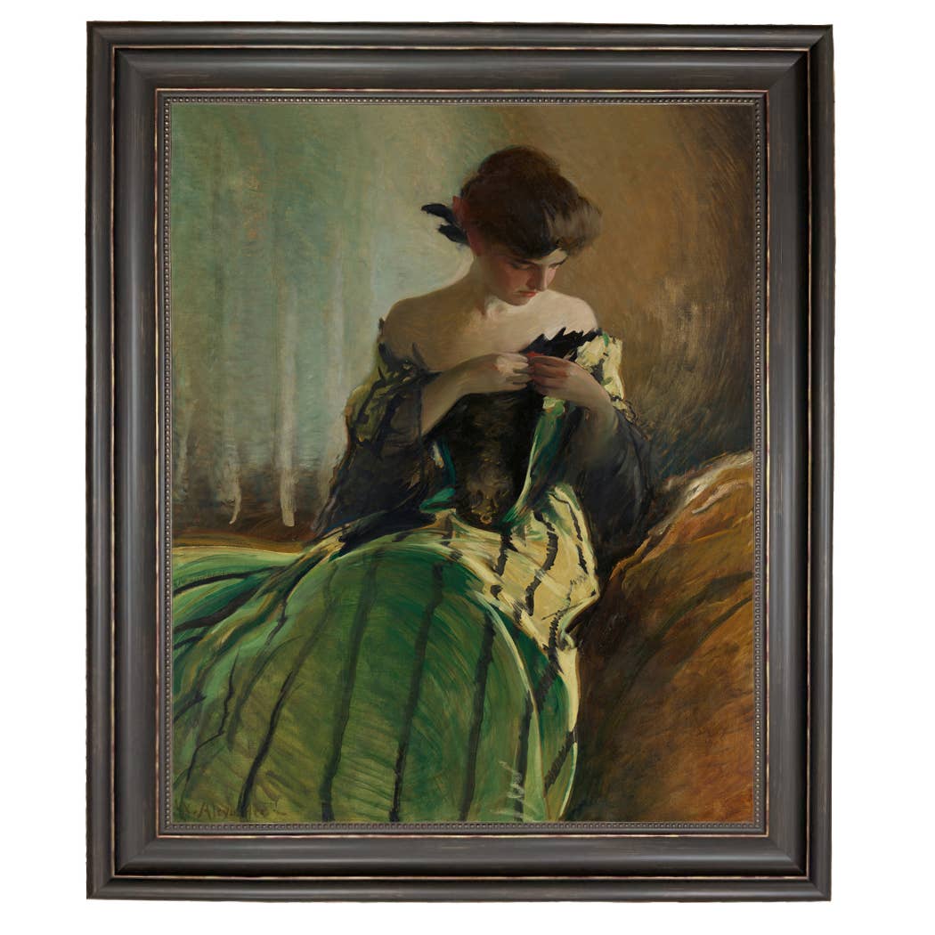 Madison Bay Co. - Historical Home Decor Reproductions - Vendita all'ingrosso Stampa artistica - Stampa su Tela Vintage di Donna in Abito Nero e Verde26