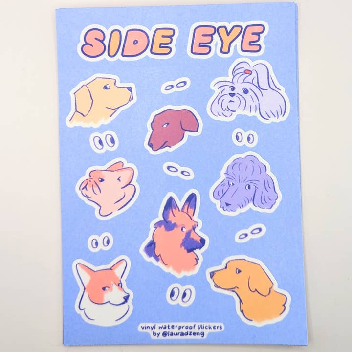 lauradzeng – Großhandel Aufkleber für Telefon und Laptop – Judgmental Dog Seitenauge wasserdichte Vinyl-Aufkleberfolie