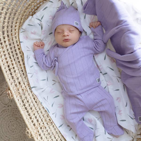 Mauve Crossed Sweater, Leggings, and Hat Set 100% Ribbed Cotton for wholesale on Faire