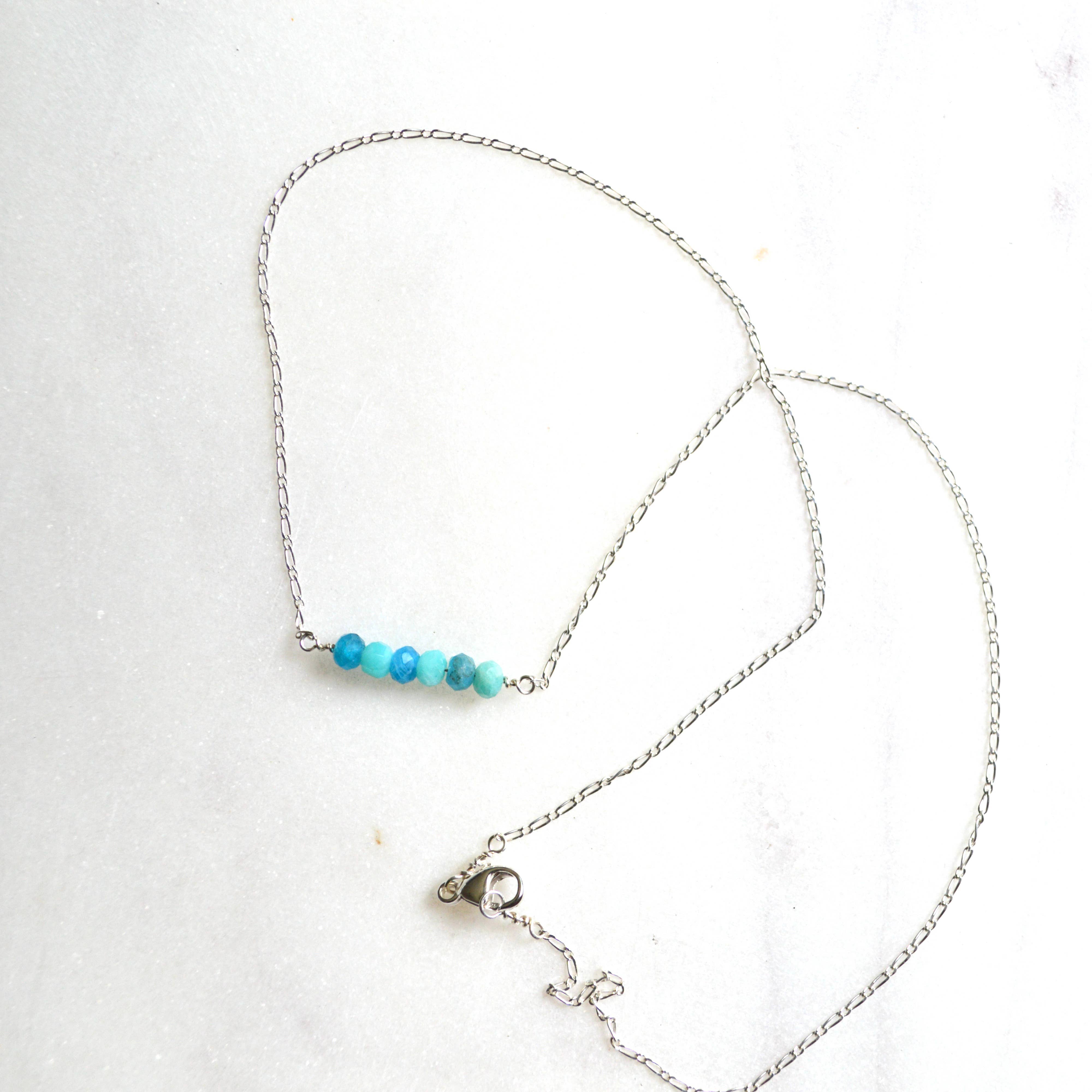 Salty But Sweet – wholesale Beaded/pearl necklace – Amazonite and Apatite Beaded Necklace Sterling2