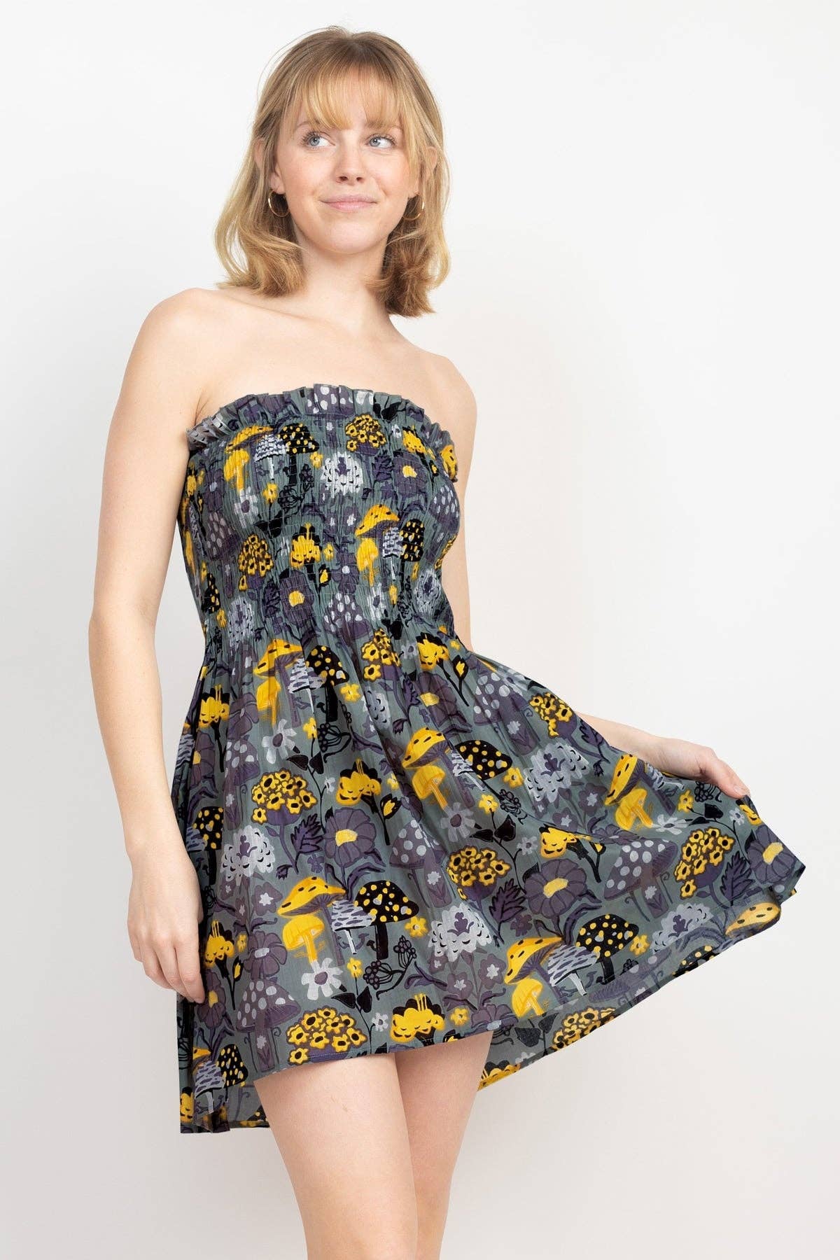 Black Mushroom Print Mini Dress for wholesale on Faire0