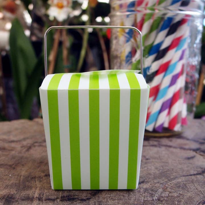 Packaging Decor - Wholesale Party Favor Bag/Box - Mini Takeout Party Favor Box Stripes 12 pcs1