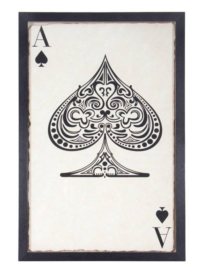 Framed Ace Black And White Vintage Wall Art for wholesale by Flair Interiors