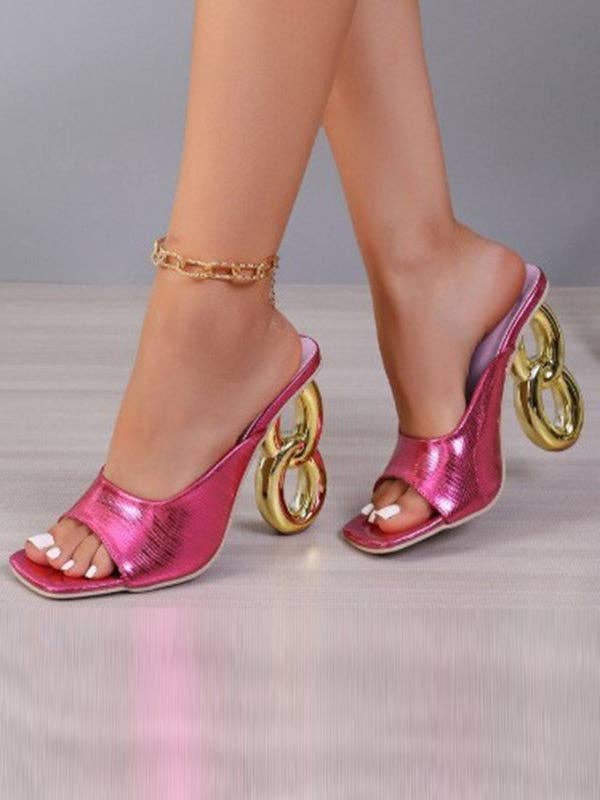 VividLux - Wholesale High Heels - Women's - Hollow Peep Toe Shiny Split-Joint Pumps Sandals1