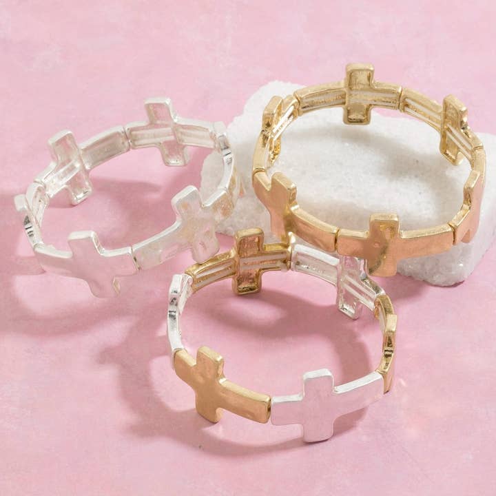 Metallic Cross Link Bracelet for wholesale by The Looks by Fame Accessories