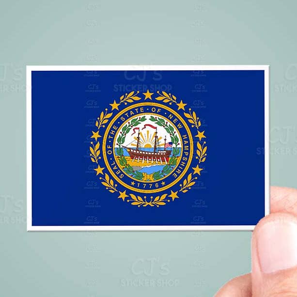 Novo Hampshire NH Etiqueta autocolante Vinil Decalque de Bandeira do Estado por atacado de CJ's Sticker Shop