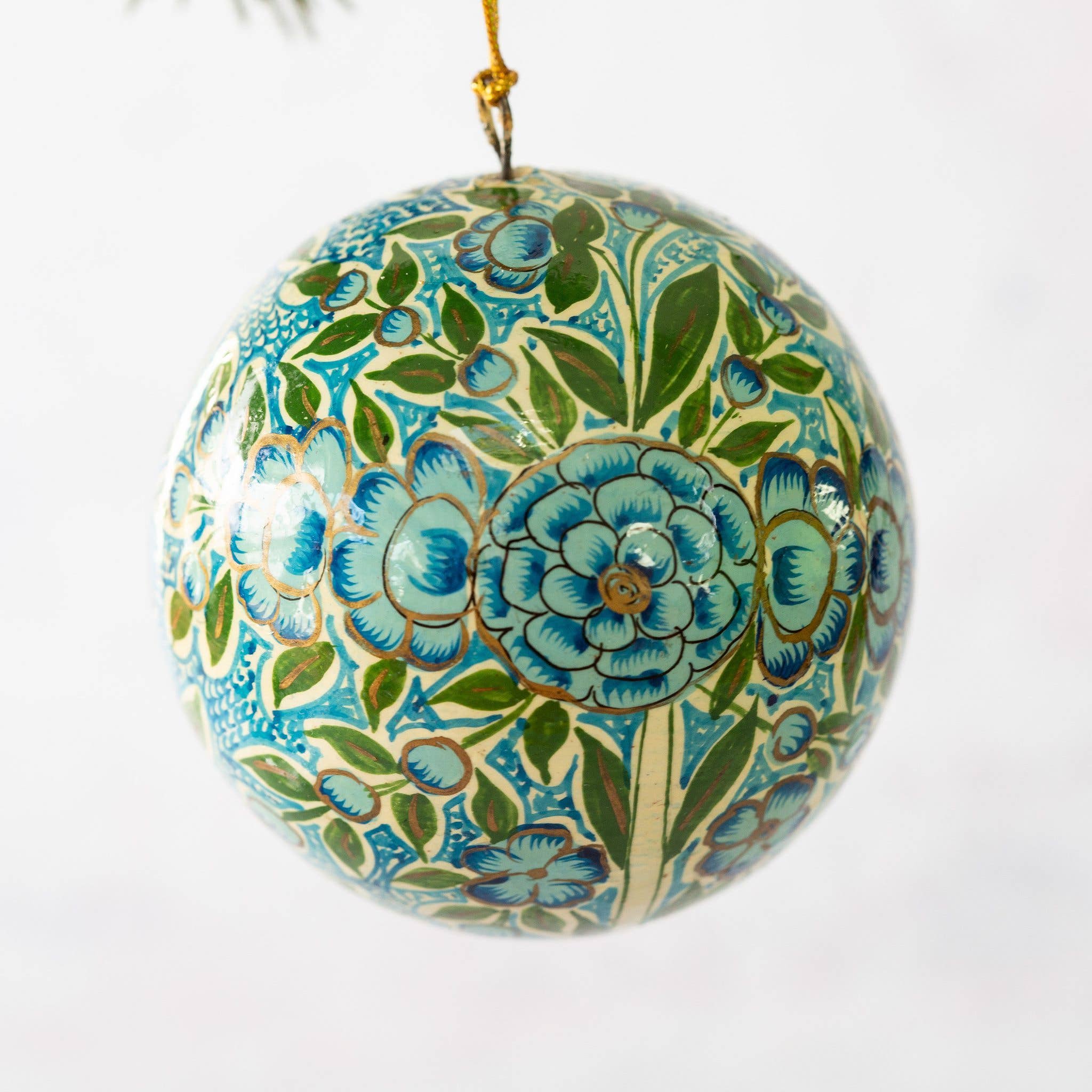 Bollywood Christmas - Wholesale Ornament - 3" Turquoise & Green Floral Christmas Tree Bauble Decoration