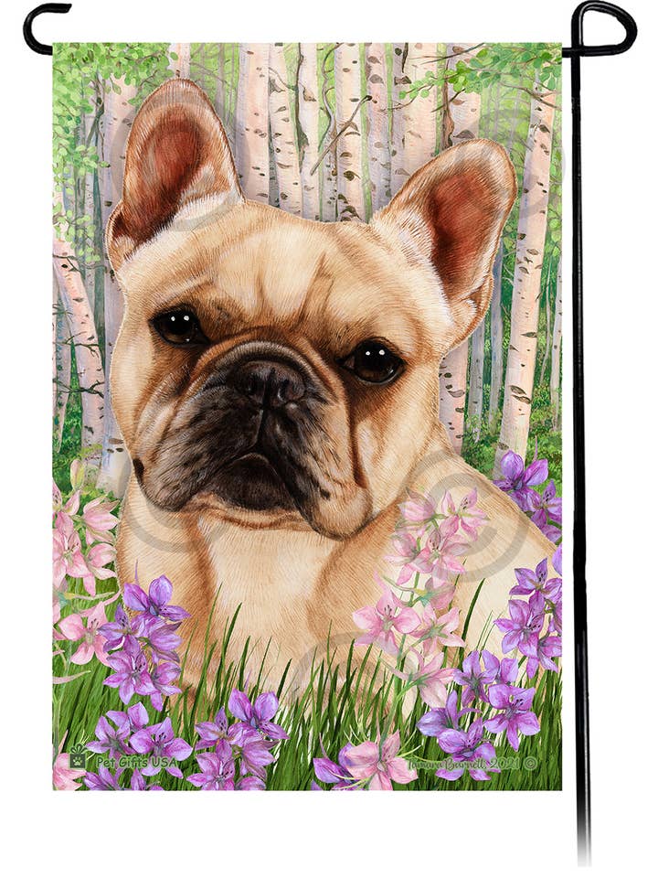 Fransk Bulldog Creme Forår Blomster Flag for engroshandel hos Pet Gifts USA, LLC