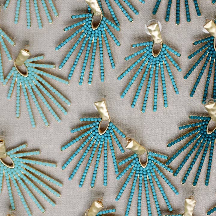 St Armands Designs of Sarasota - Wholesale Dangle Earrings - Light Turquoise Sunburst Statement Drop Earrings8