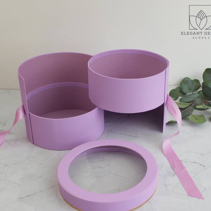 Elegant Design Supply – Engroshandel Gaveæske – To lag rund blomsterkasse med klart låg16