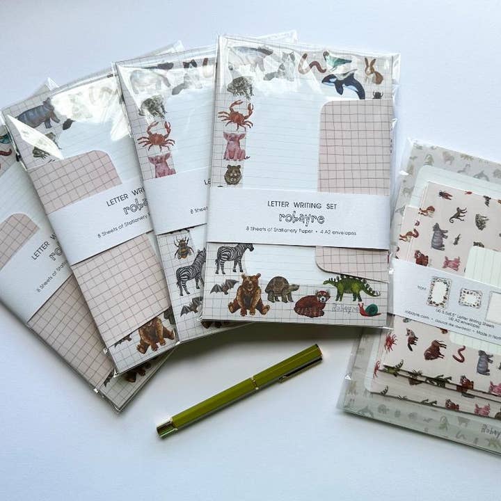 Robayre - Wholesale Stationery/Notecard Set - Animal Illustration Stationery Letter Paper and Envelope Set2