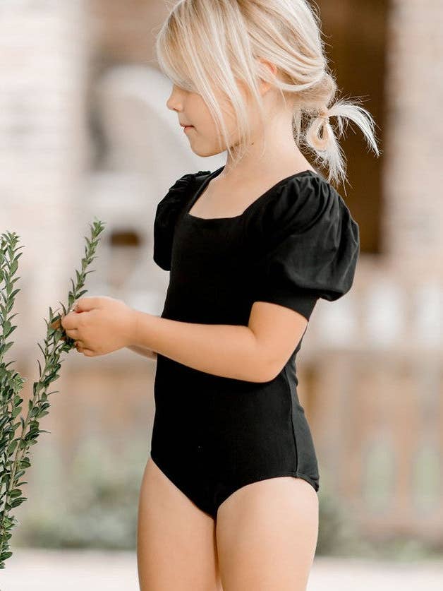 Cheeky Plum - Wholesale Leotard – Child - Puff Sleeve Leotard - Black Magic0