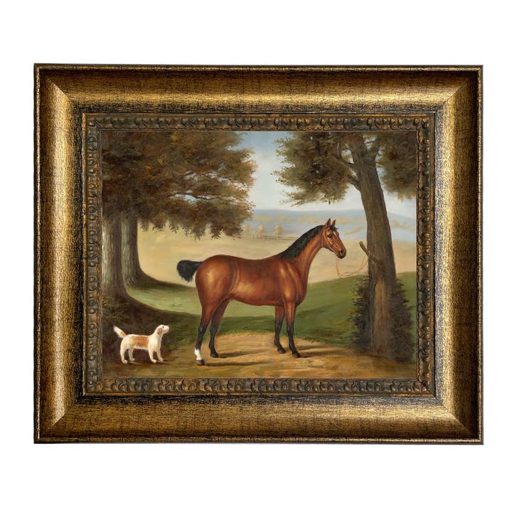 Madison Bay Co. - Historical Home Decor Reproductions - Wholesale Art Print - Horse and Dog in Landscape Vintage Painting Print on Canvas7