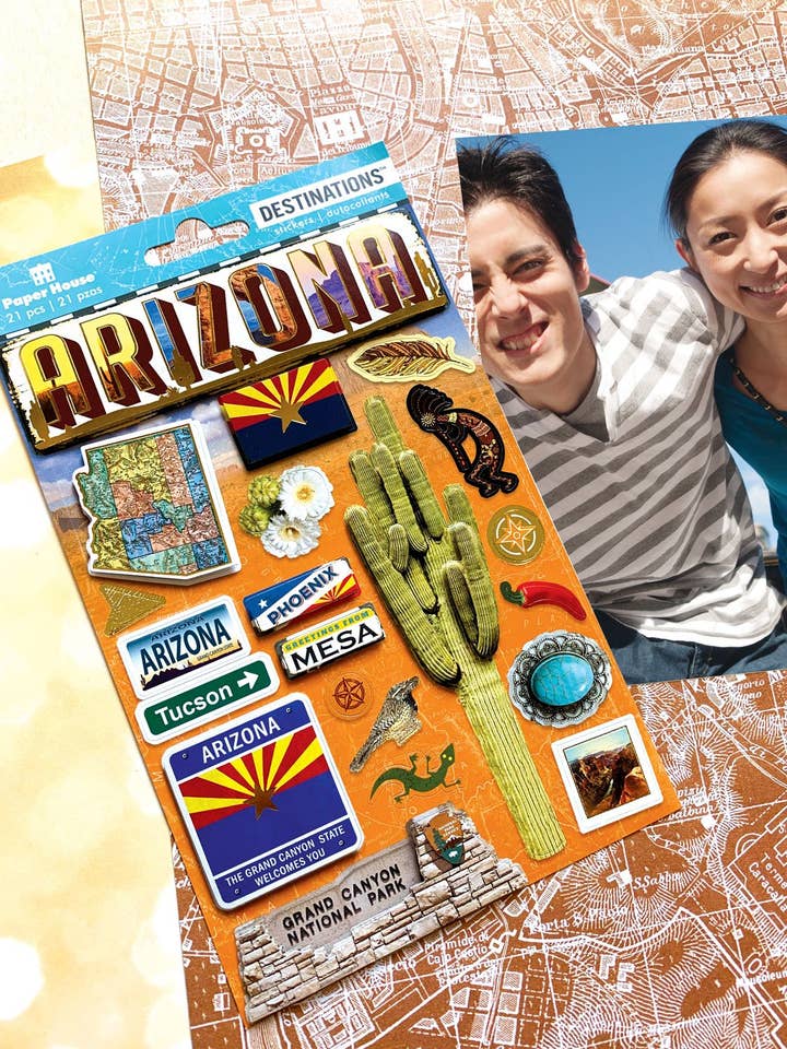 Travel-Arizona Dimensional Sticker for wholesale by Paper House Productions