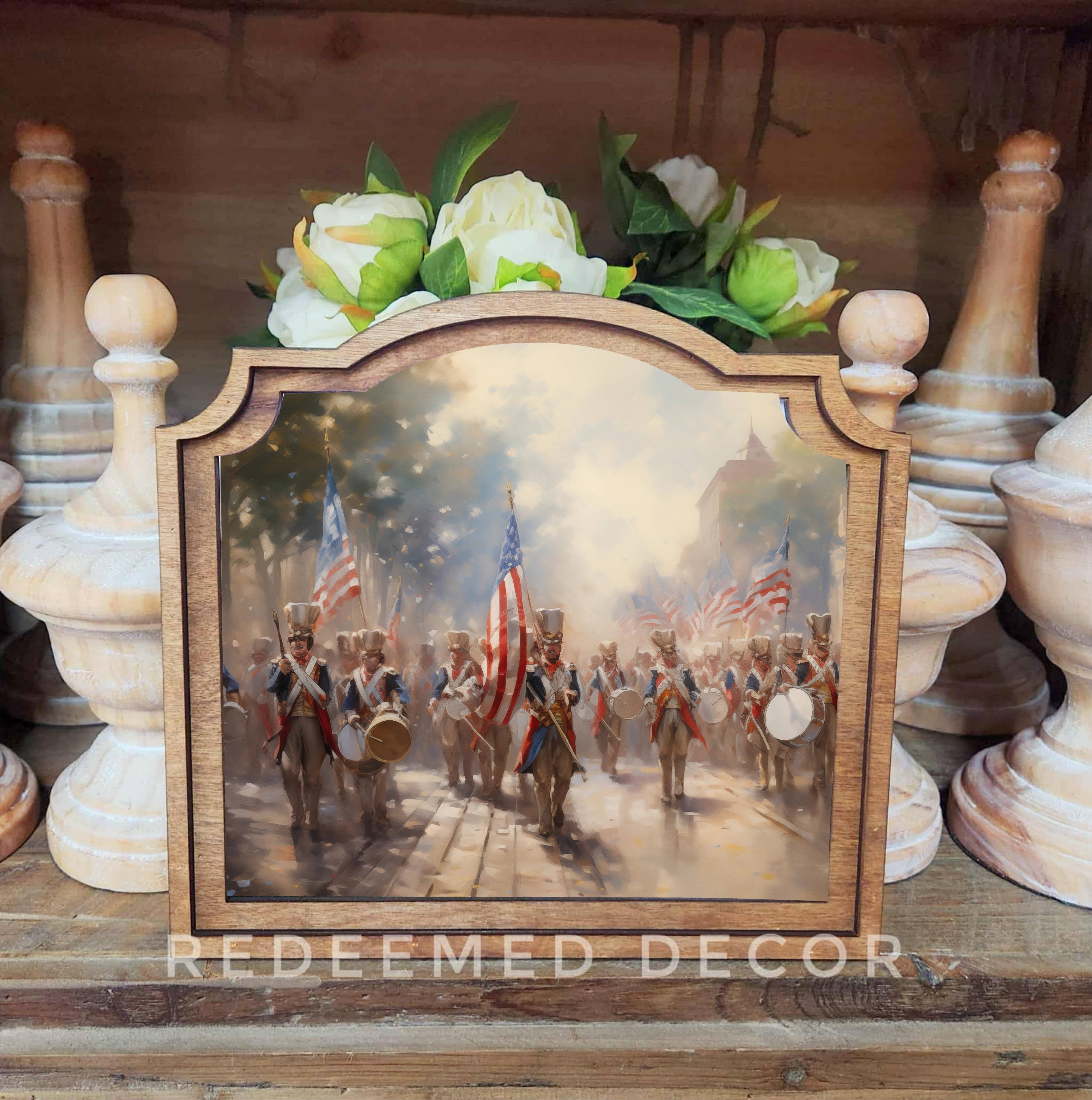 Redeemed Decor - Wholesale Decorative Tabletop Object - Provincial Patriotic Band Framed Art 0