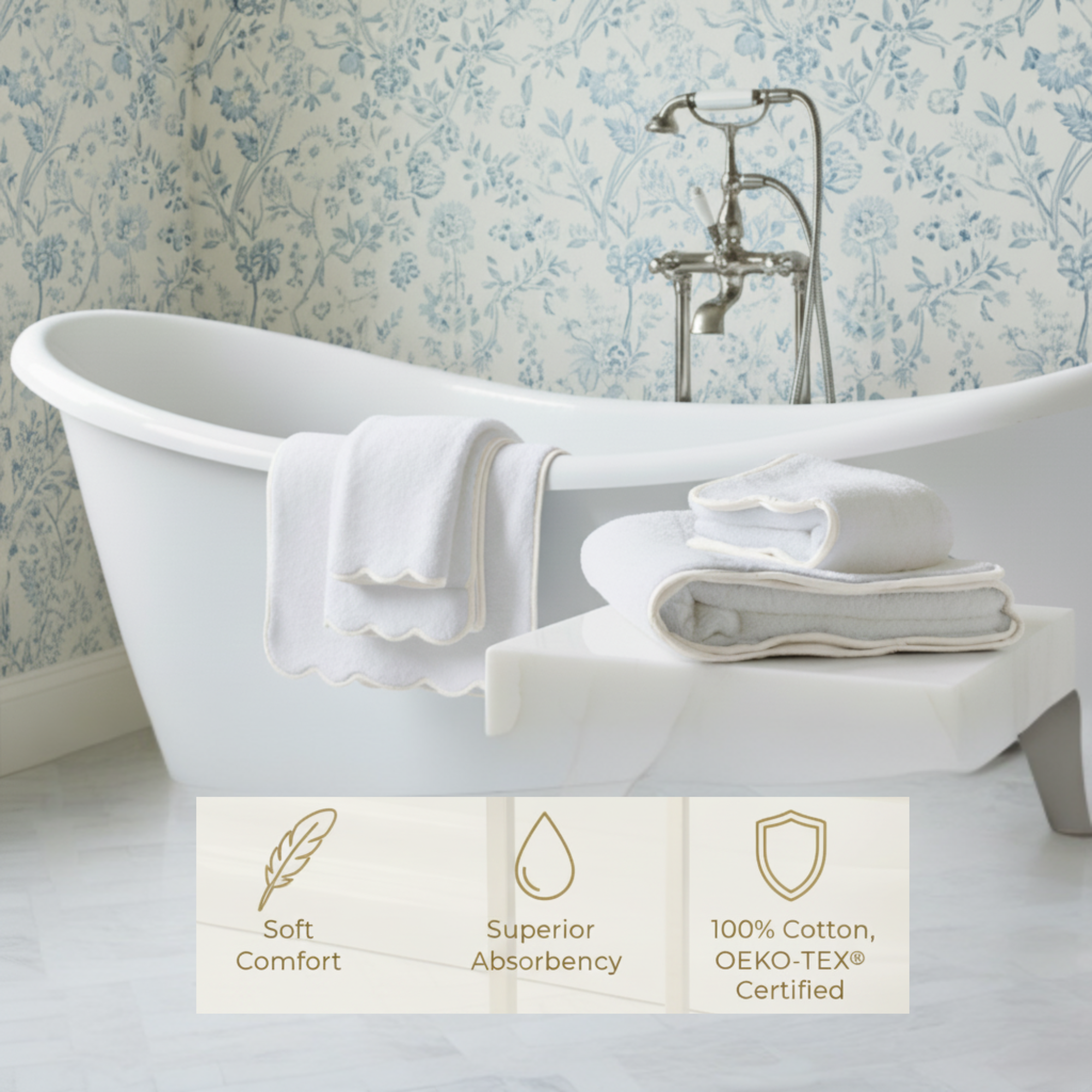 Lotus Linen – wholesale Badrumsmatta – Lyxig badrumsmatta i bomull med kammusselkanter68