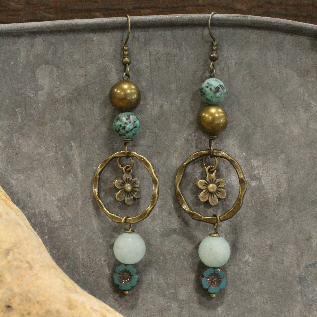 The Primitive Peddler, Inc. - Wholesale Dangle Earrings - Filigree Bronze & Czech Glass Dangle Earrings1