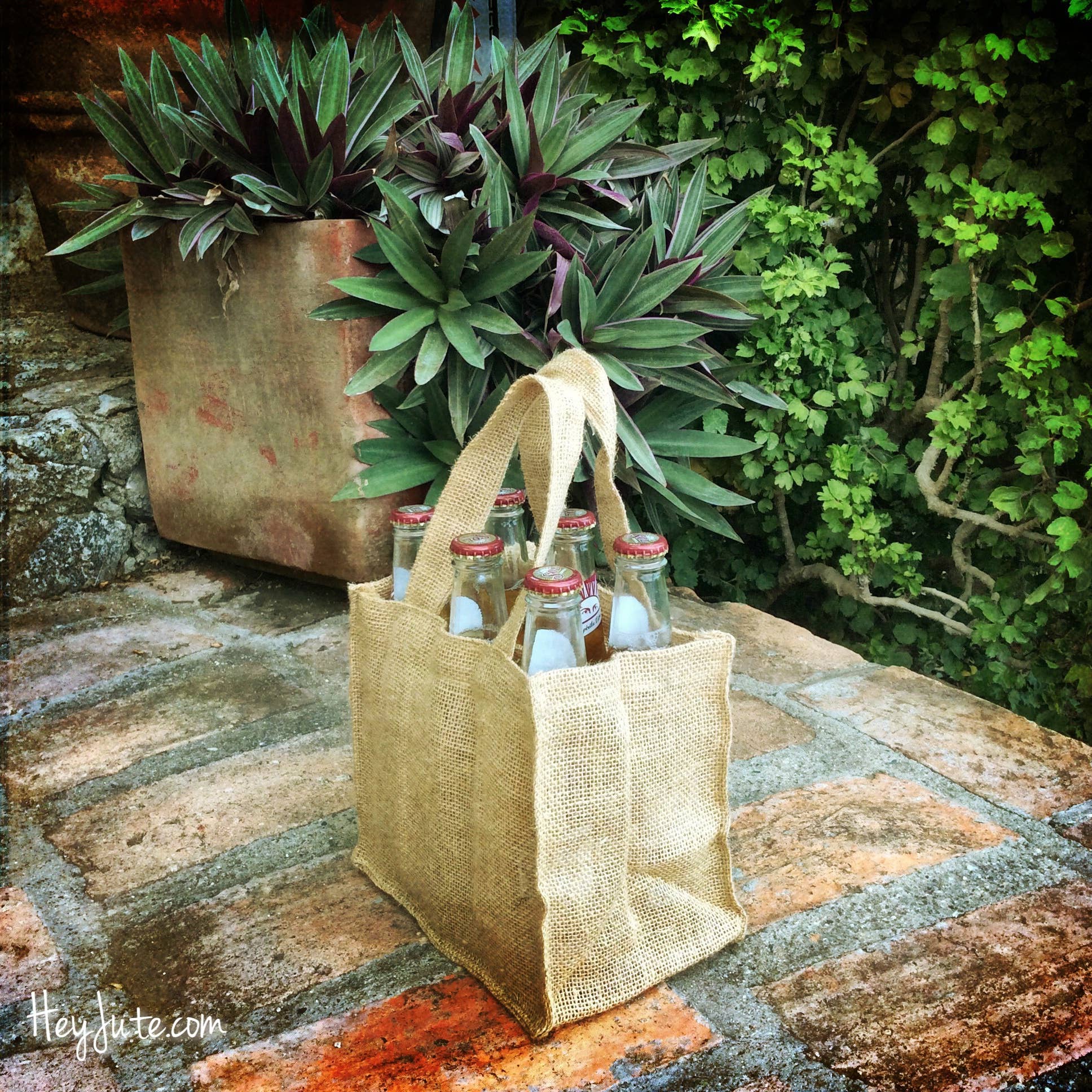 HeyJute - Vente Porte-bouteilles de bière/vin - Porte-6 bouteilles - Naturel2