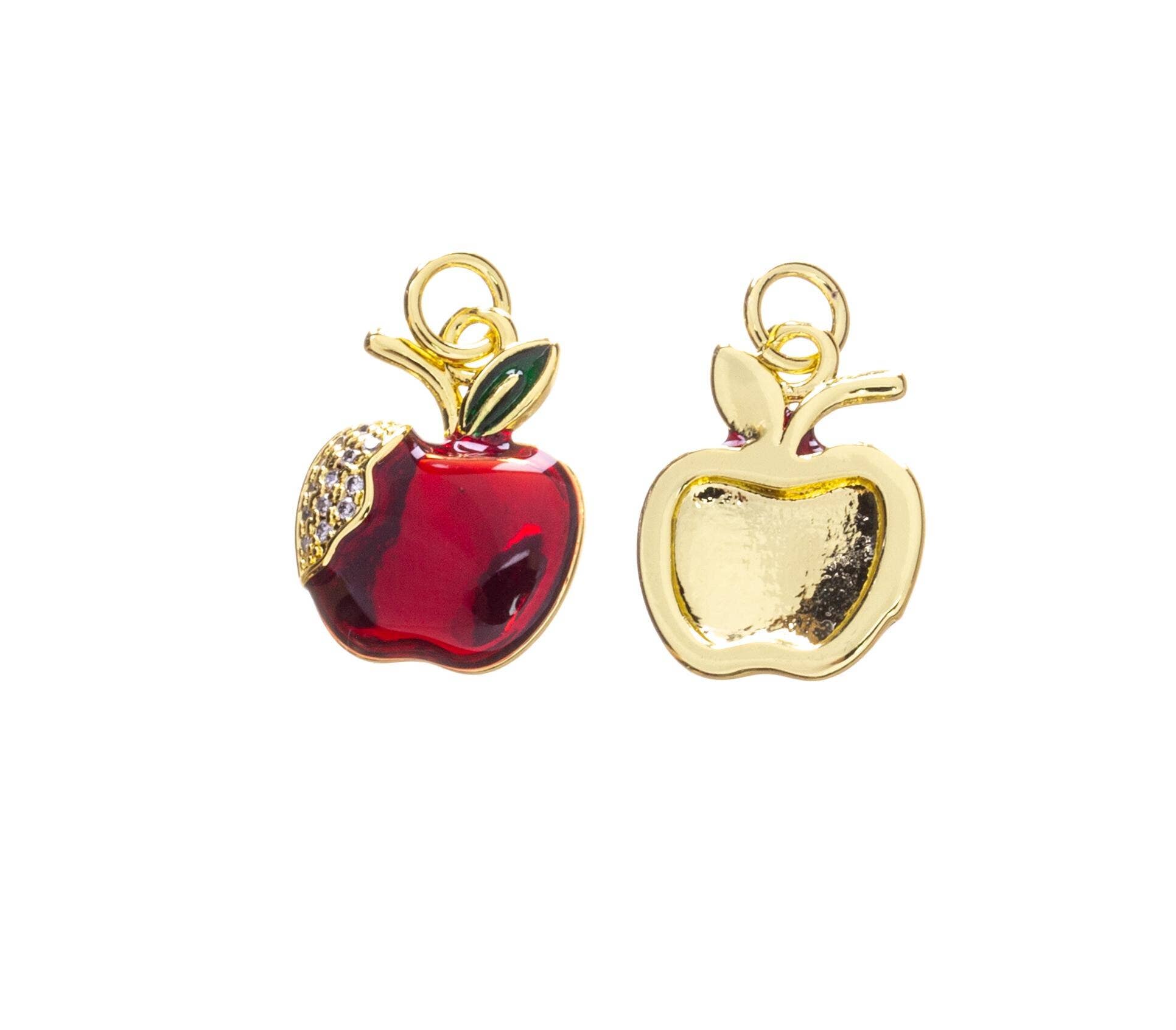 Jewel Pledge - Wholesale Individual Charm/Pendant - Gold or Silver Apple Charm Collection for Jewelry CZ,CPG24984
