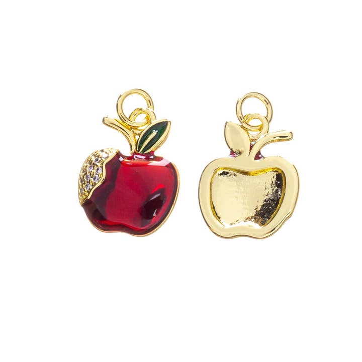 Jewel Pledge - Wholesale Individual Charm/Pendant - Gold or Silver Apple Charm Collection for Jewelry CZ,CPG24984