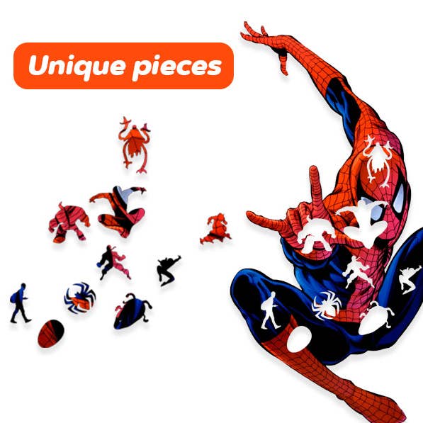 Max Woody™ - Wholesale Puzzle - Kids - Wood Jigsaw Puzzle Unique Shapes Spider Man L Size
