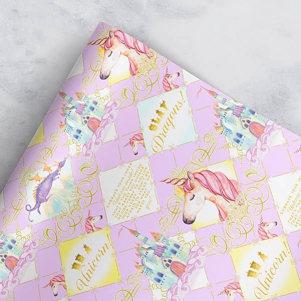 Unicorn cadeaupapier (paars) voor wholesale door Loralee Lewis