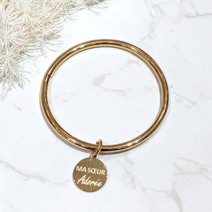 LOLO & YAYA - Wholesale Bangle Bracelet - Rigid bangle charm message *MY Beloved SISTER*1