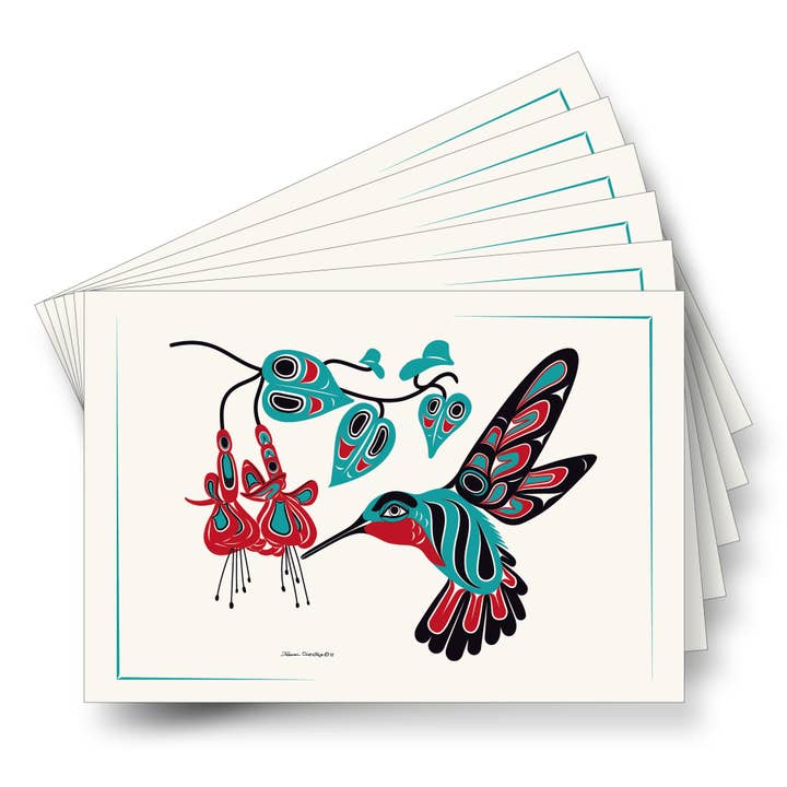Hummingbird & Fuchsia - Sleeved Formline Art Cards (Dozen) for wholesale by The Shotridge Collection