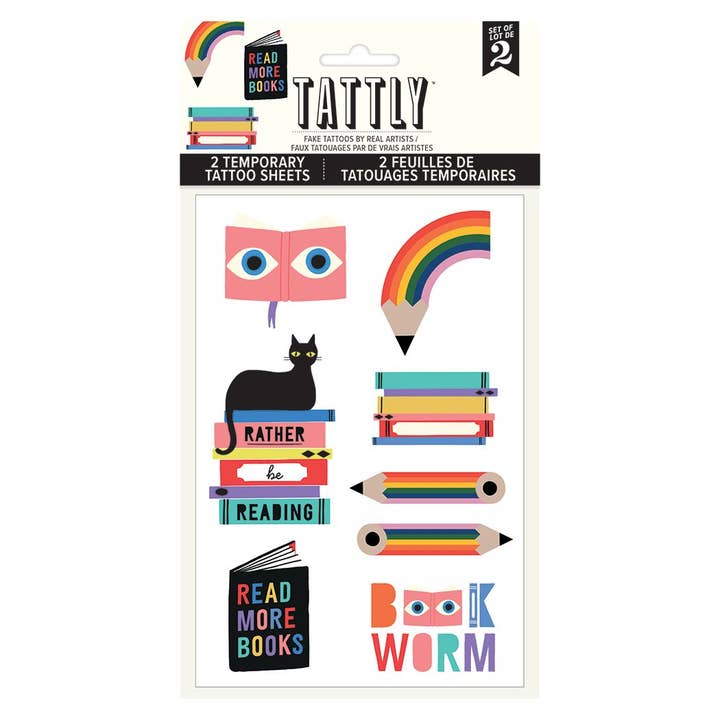 Tattly - Wholesale Temporary Tattoo - Bookworm Tattoo Sheet