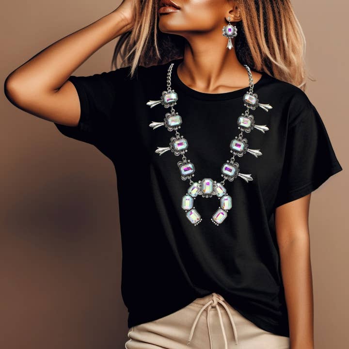 Western squash blossom rhinestone halskæde for engroshandel hos SOPHIA WHOLESALE