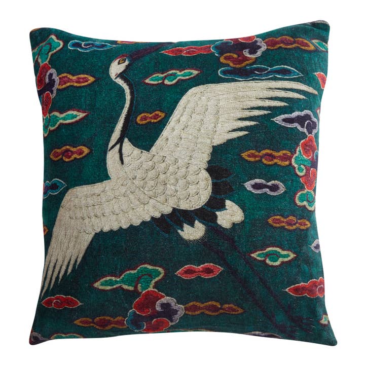 Coussin en velours Crane 18"x18" pour la vente par Siren Song