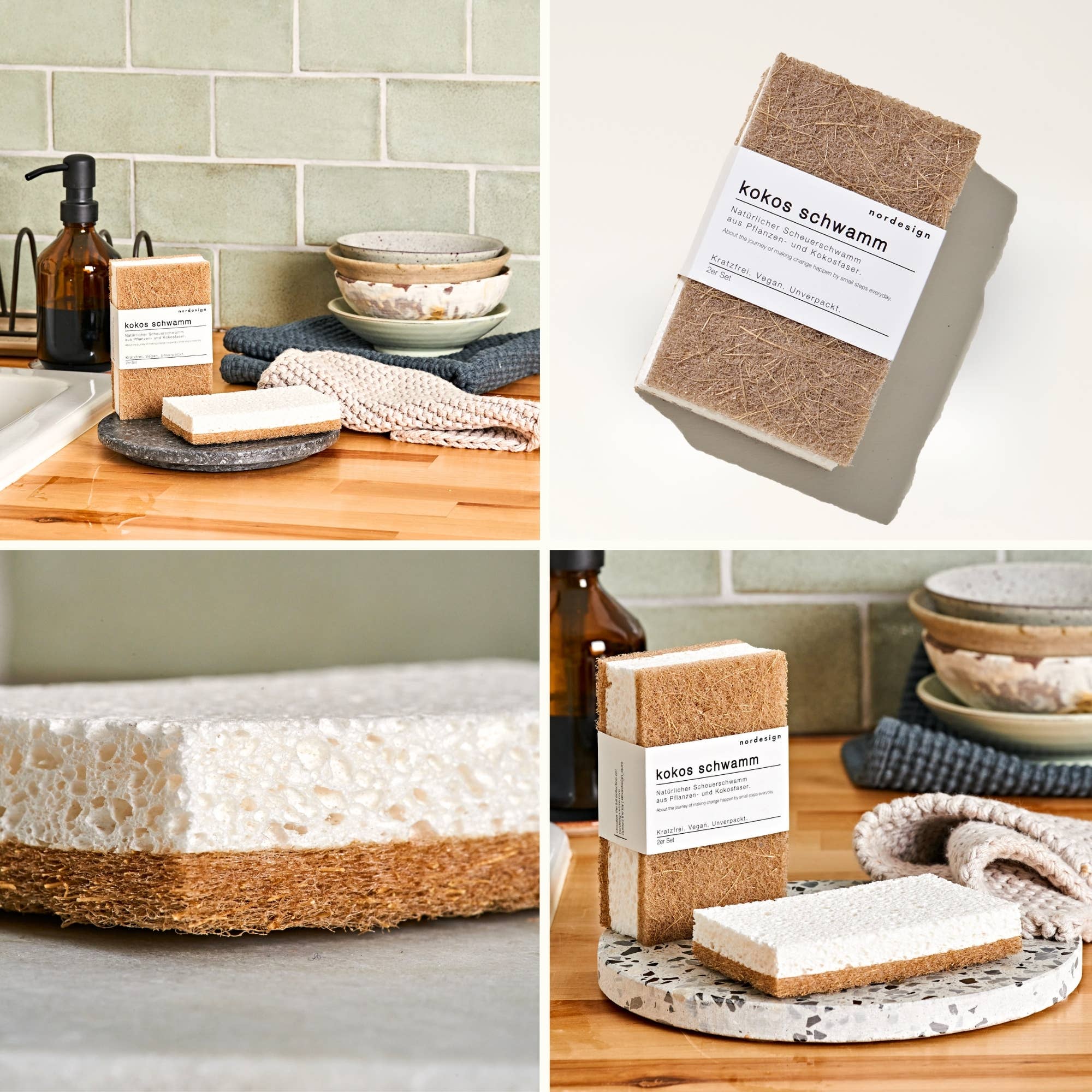 nordesign – wholesale Rengöringssvamp – Kokossvamp i set om 2 – naturlig skrubbsvamp2