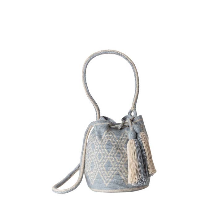 Borsa Wayuu Mini Grigio/Beige per la vendita all'ingrosso da parte di Hilo Sagrado