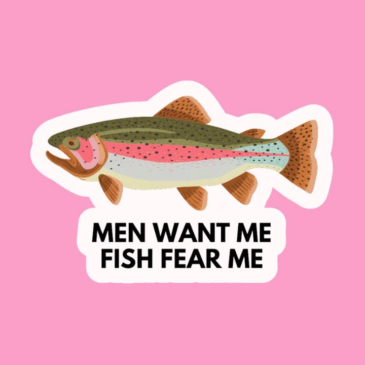 Men Want Me Fish Fear Me sticker for wholesale by Charlie's
