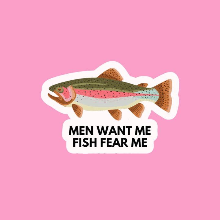 Les hommes me veulent, les poissons me craignent autocollant pour la vente par Charlie's