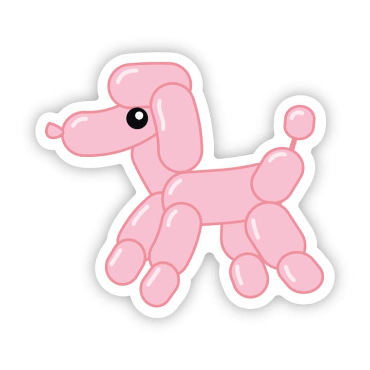 Pink Poodle Dog Balloon Sticker for wholesale by Big Moods