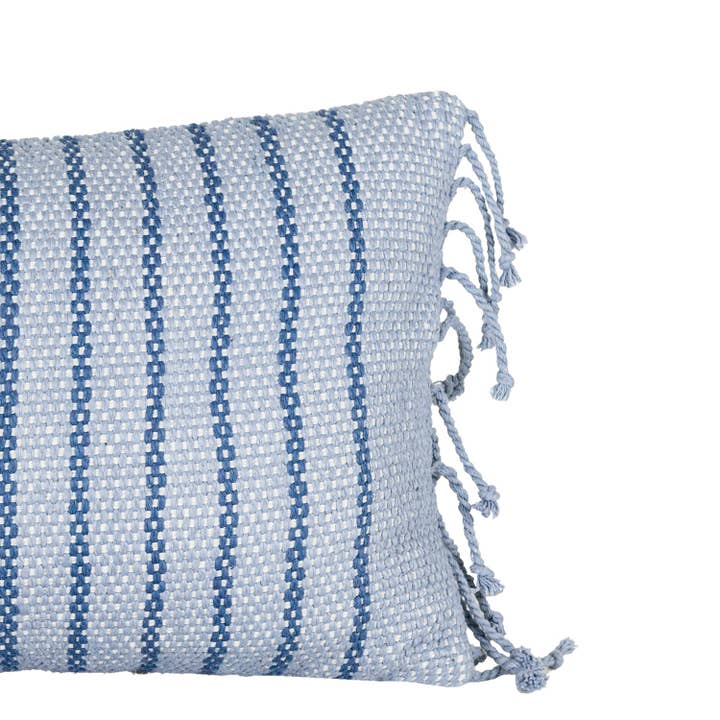Foreside Home & Garden - Wholesale Lumbar Pillow - 14x22 Hand Woven Liberty Striped Pillow Blue